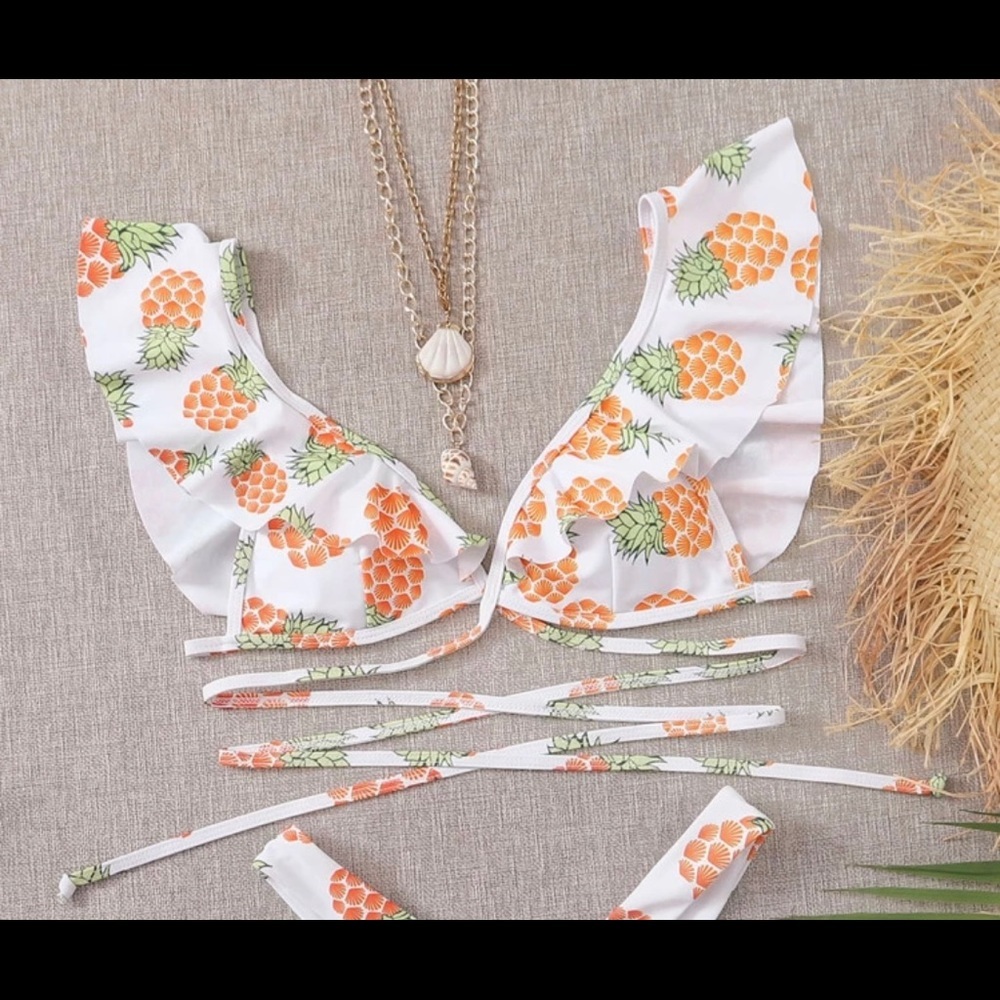 NWT Shein: Size Large Pineapple Cheeky Bikini Set